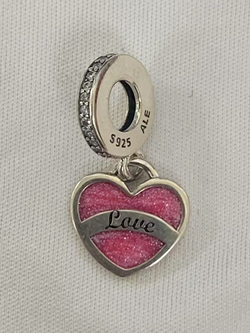 Pandora Aruba Love Pink Heart Charm Pendant, S925 Silver Jewelry